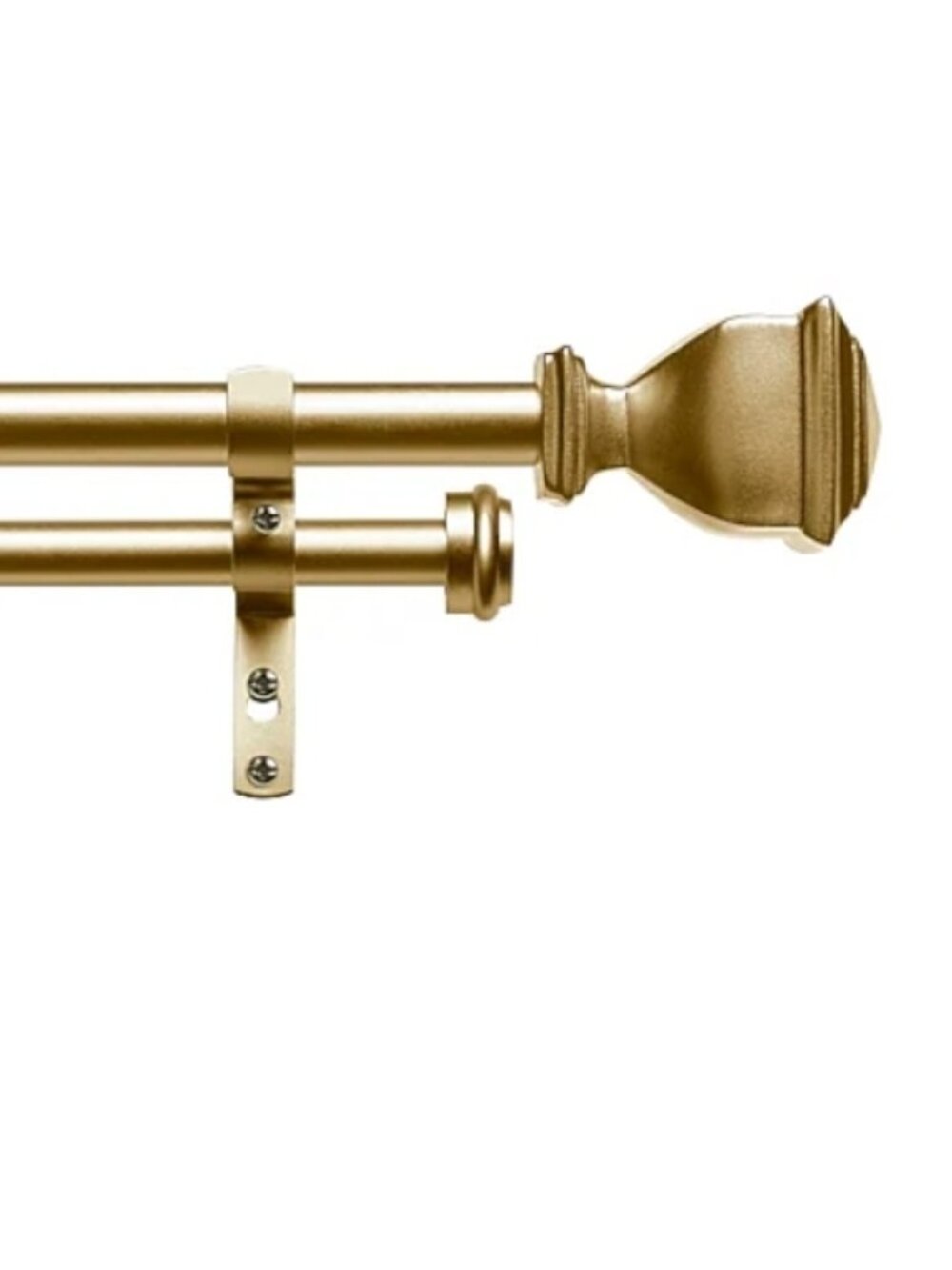 Exclusive Home Napoleon Topper Double Curtain Rod 36''- 72'' Gold Extendable